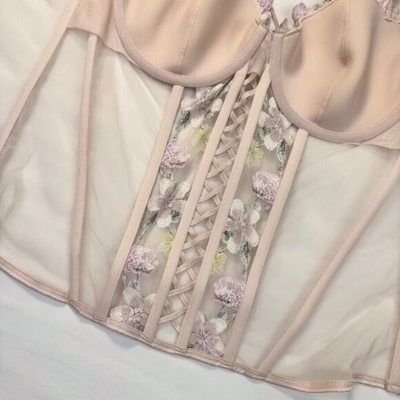 Victoria’s Secret Floral Embroidered Corset Bustier XL Coquette Festival Bridal - Picture 11 of 14